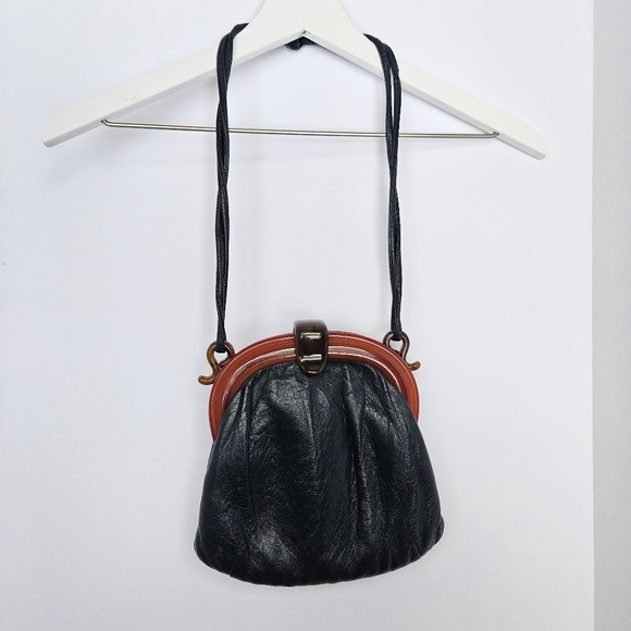 Vintage Mid-century Navy Purse W/ Lucite Or Bakelite Frame And Clasp Women's Bag - Picture 3 of 14